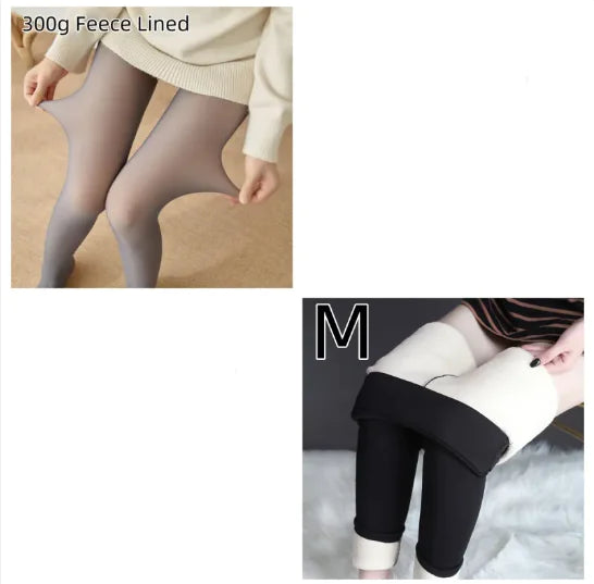 Fleece-Lined Sheer Tights