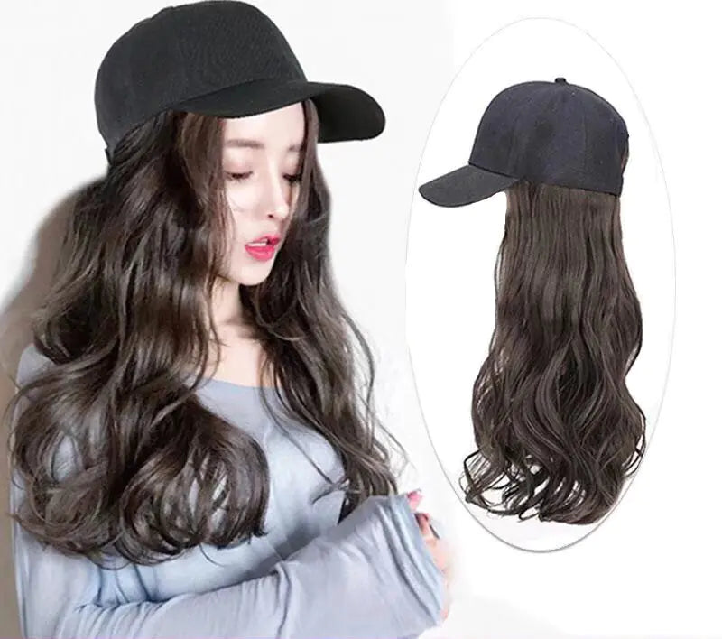 Ladies' Long Curly Hair Hat with Wig Net Fashion Accessory